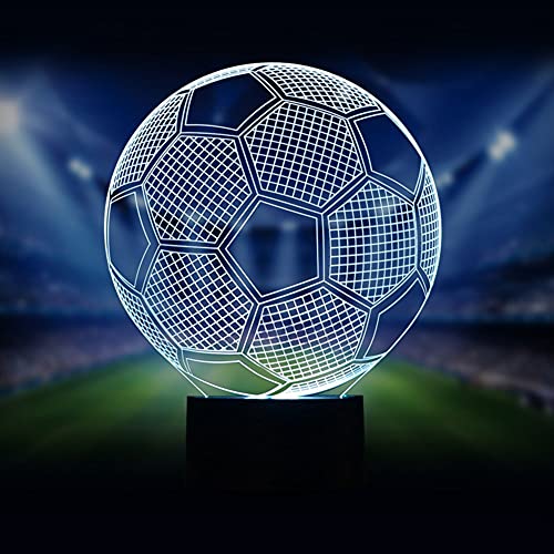 PONLCY 3D Illusion Lampe Fußball führte Nachtlicht, Schlafzimmer Schreibtischlampe, 7 Farben USB Touch Switch Led Tischlampe Licht, Weihnachten Geburtstag Geschenke für Kinder, Haus Dekoration Cover