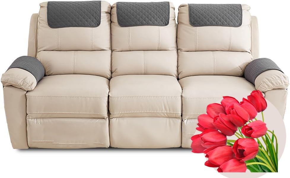 Housse D'appui-Tête pour Meubles, Housse D'accoudoir, Canapé 2/1/3 Places avec Accoudoirs Housse de Protection pour Appuie-Tête de Chaise Inclinable ( Color...