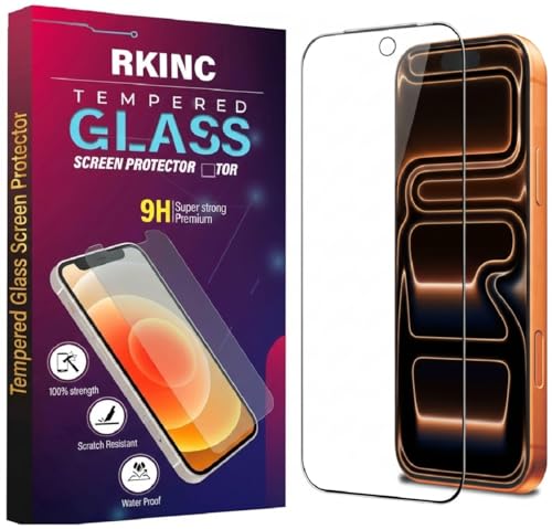 Image of RKINC Tempered Glass for iPhone 17 Pro Max (6.9 Inch) Military Grade Gorilla Screen Guard Protector | With Installation Kit | Edge to Edge Coverage | Black