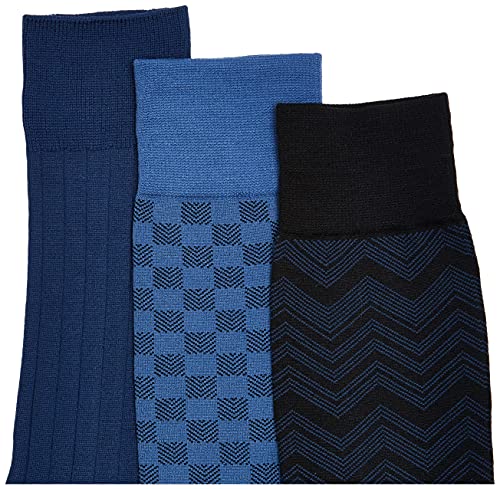 Chaussettes microfibre de luxe motif chevrons bleu marine pour homme de taille unique