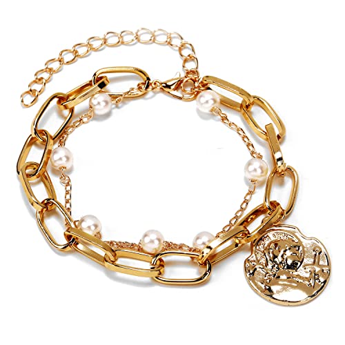 Image of Shining Diva Fashion Stylish Multilayer Gold Plated Bangle Bracelet for Women and Girls