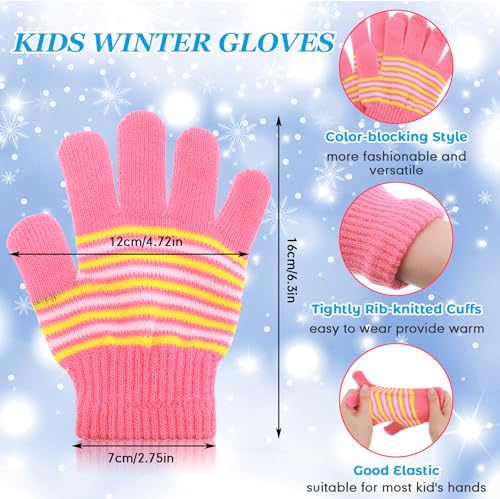 Image of Handepo 60Pcs Kids Winter Beanie and Gloves Bulk Knit Hats Gloves Warm Unisex Cold Weather Winter Gifts for Boy Girl Homeless