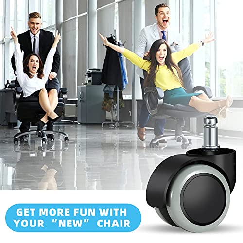 Image of Office Chair Caster Wheels Replacement(Set of 5) for Hardwood Floors and Carpet- Heavy Duty Caster Support up to 1000bls, Office Rubber Chair Wheels,2 inch,Universal Size (Grey)