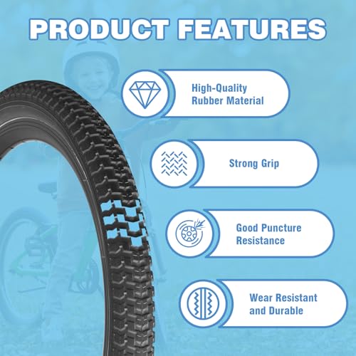 Bike Tires 12.5″/14″/16″/18″/20″x2.125″ for Kids Bike, 2PCS