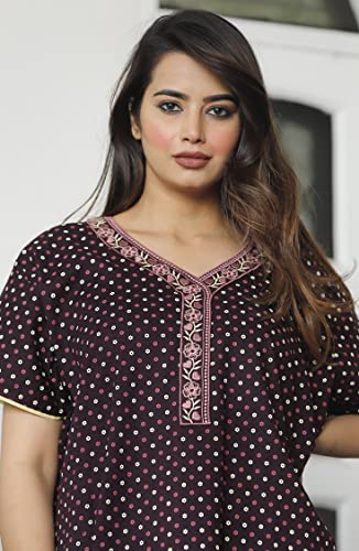 Image of G4Girl Pure Cotton Embroidery Nighty for Women's | Night Gown | Nighty | Nightdress | Maxi | Sleepwear | Jaipuri Nighty | Nighties | Gown