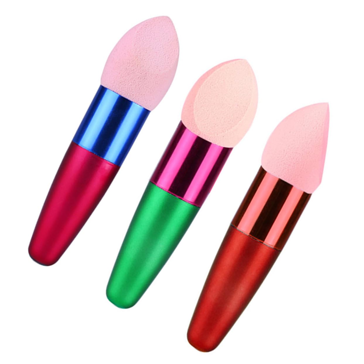 MUCKLILY 3Pcs Makeup Sponge Brush Wet Dry Foundation Applicator Versatile Puff Brushes for Blending Cleaning Powder Application for Professionals DIY Users