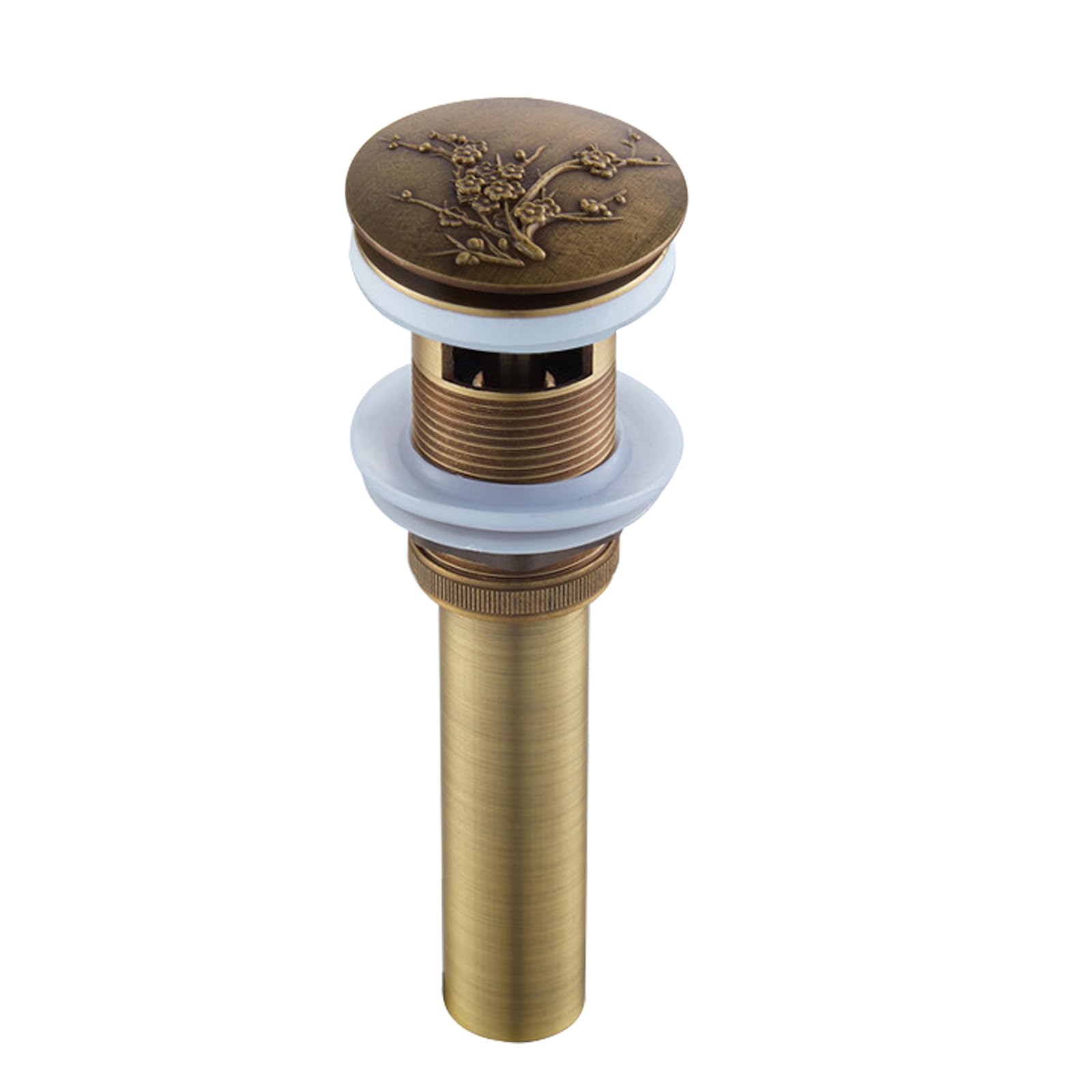 Tapón lavabo baño, tapón bidé, tapón lavabo cocina, latón, desagüe click clack, diámetro del tubo 3 cm, tapa de desagüe diámetro 6,5 cm, para bañeras de baño, cocina, lavabos, con agujeros
