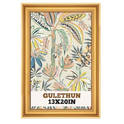 GULETHUN 13x20 Frame Transitional Modern Design Picture Frames 13 by 20 Rustic Poster Frame for Home Decor Gold Vintage Photo Frame Horizontal or Vertical Display Choose Size & Color