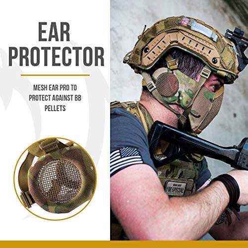 6" Foldable Half Face Airsoft Mesh Mask with Ear Protection