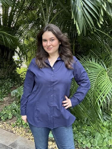 Image of IN'VOLAND Women Plus Size Button Down Shirts Long Sleeve Office Work Blouse