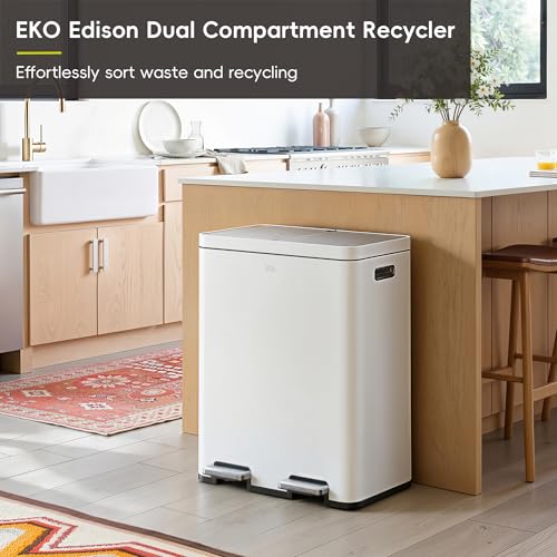 Caneca de basura dual EKO Edison 60L acero inoxidable blanca miniatura 3