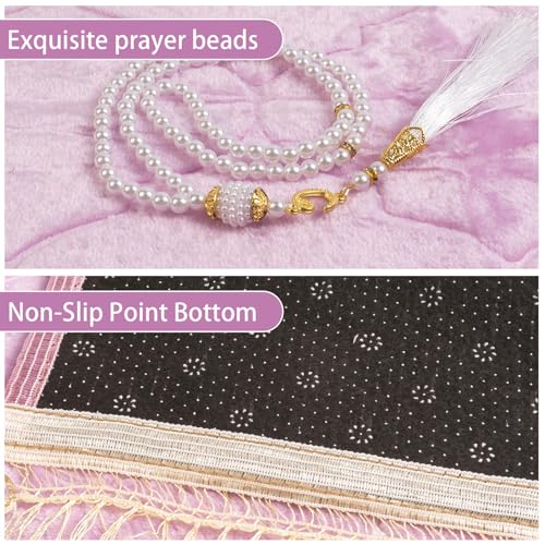 Tapete de Oración Islámico Rosado Acolchonado para Mujeres miniatura 4