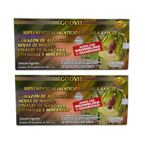 2 Pack de Alcachofivida con 30 Ampollas de Plstico. 60 Unidades de Alcachofivida.10.14 oz.