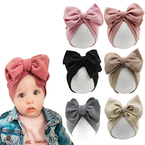 Image of XYX Baby Girl Toddlers Breathable Cotton Hat Newborn Knotted Hat Cute Donut Soft Turban Bow Knot Cap