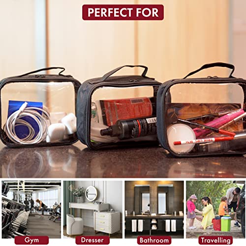Bolsafy Clear Makeup Bags With Zipper 3Pcs In Black, 6.5 X 8.3 Inches - Quart Size, Tsa Approved Toiletry Bag - Waterproof & Leak-Proof Pvc Clear Travel Bags – Perfect For Women, Men & Kids #TOP4