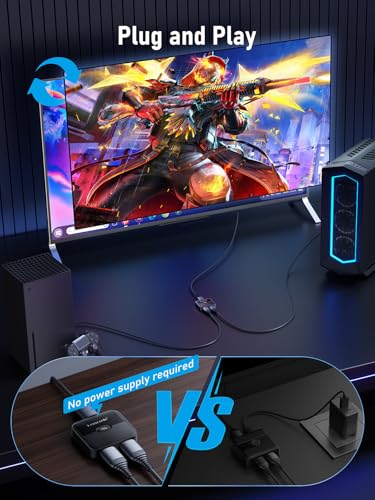 Image of Lemorele HDMI Switch 2 in 1 Out 4K@60Hz Bi-Directional Splitter 1 in 2 Out, High-Performance Engineering Material Body Supports 3D HDCP 2.2, Compatible with PS5 /PS4, Xbox, Monitor, TV Stick, PC
