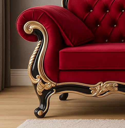 Image of Royal Carved Wooden Sofa Set | 3+1+1 Seater | Antique with Button Tufted Velvet Upholstery | Victorian Style Living Room Furniture Tufted Sofa Set Grey 3-Piece (Design 14)