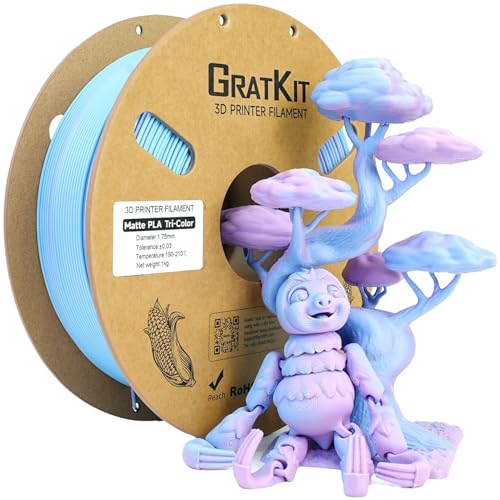 Image of Gratkit Matte Tri-Color PLA Filament,Coextrusion PLA Filament 1.75mm, + /-0.03mm, 1KG /Roll, High Speed Matte PLA,Rose Ouartz