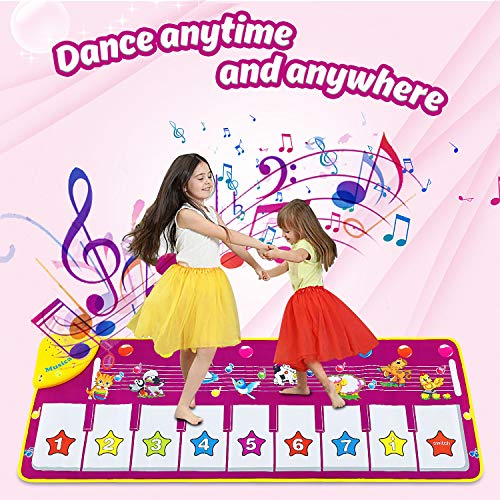 DOOKEY Alfombra Musical, Alfombra para Piano, Alfombra Musical de Teclado para Niños con Teclado de 19 Teclas, Juego Musical Portátil para Niños Niñas, Regalo de Cumpleaño Navidad (100 x 36 cm)