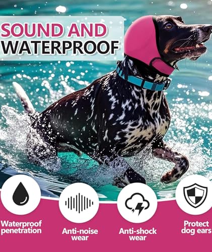 Image of Dog Ear Muffs, Ear Protector for Dogs, Noise Cancelling Ear Muffs for Dogs, Dog Ear Protector, M Size, Rose Red Color, Comfortable Dog Sound Protection