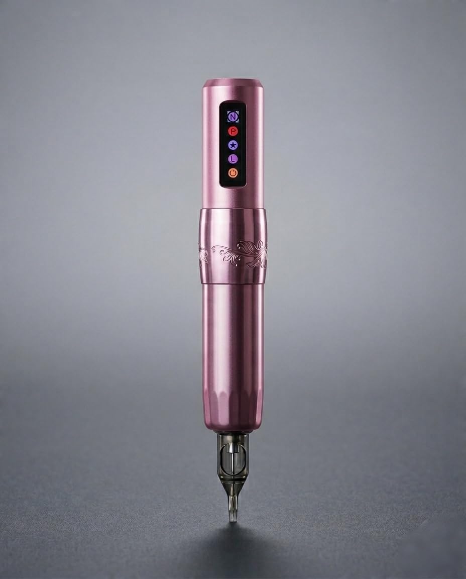 Mumbai Tattoo Pink Wireless Tattoo Pen Machine with Dual 1000mAh Battery, LED Display, 3.5mm Stroke, Rechargeable Rotary Tattoo Machine-picture-12