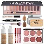 12-Color Pro Makeup Kit for Women - Eyeshadow, Foundation, Lipstick, Blush, Brushes, Eyeliner Stamp