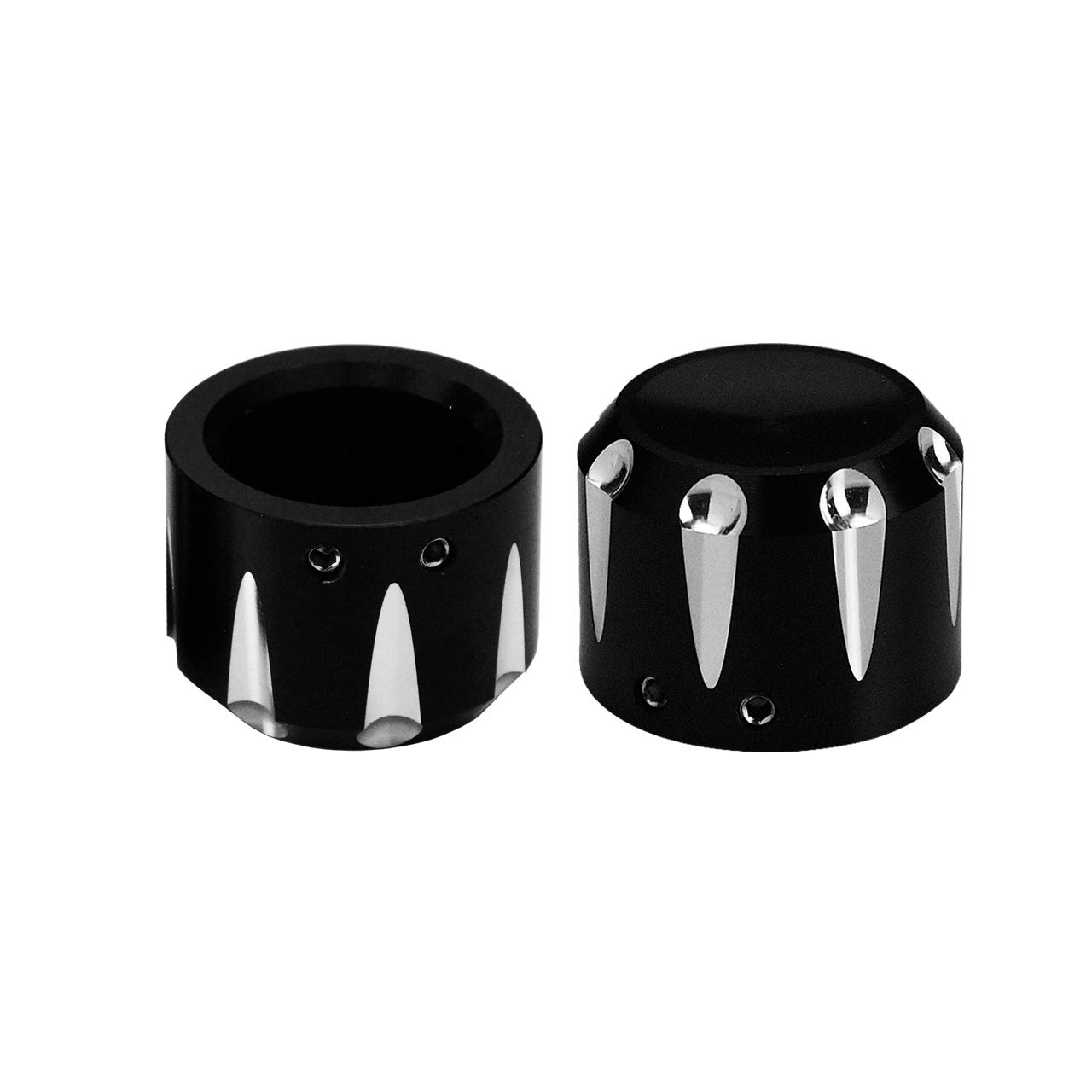 Lot de 2 cache-écrous pour essieu avant pour Harley Sportster XL 1200 Dyna Softail Fat Boy Touring Street Road Electra Tri Glide Noir