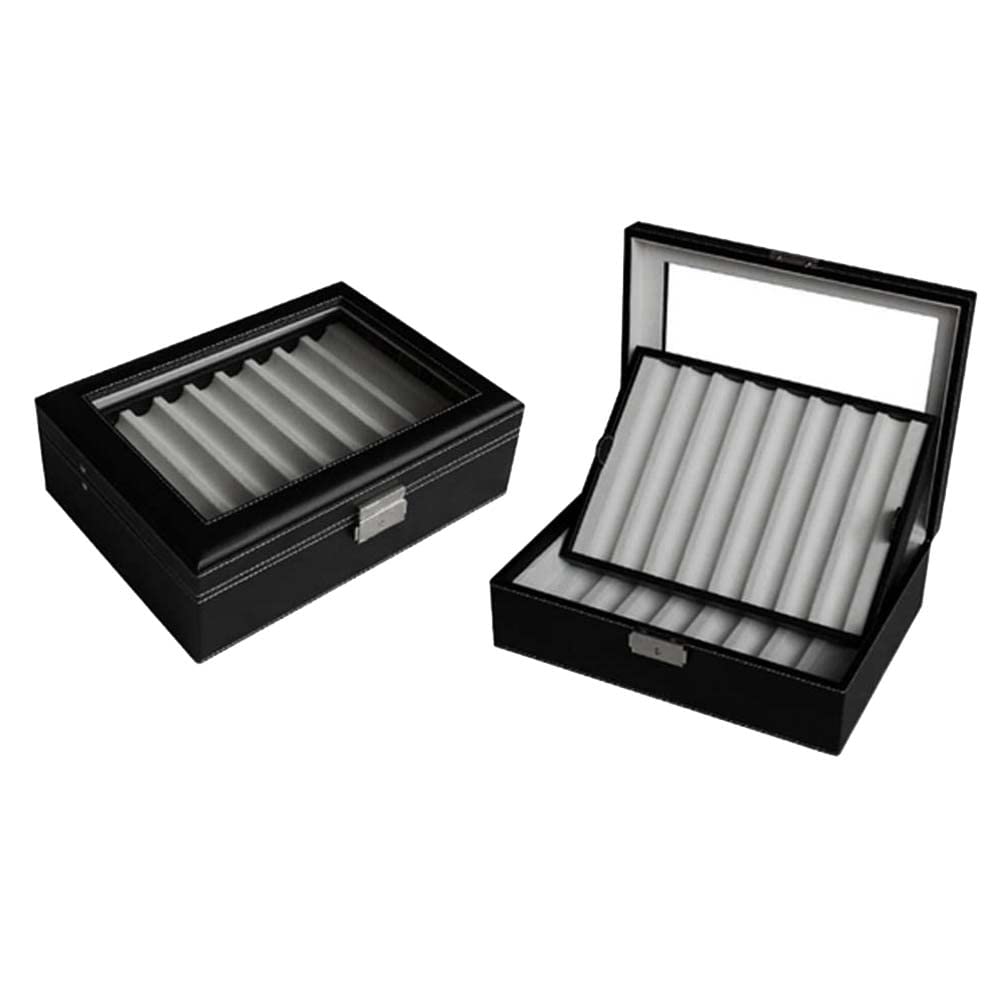 Malloy 16 Ranuras Caja de ExhibicióN de Pluma de Madera Caja de Almacenamiento de Fuente de Pluma Vitrina de Madera Ventana Transparente PapeleríA Estuche-ColeccióN