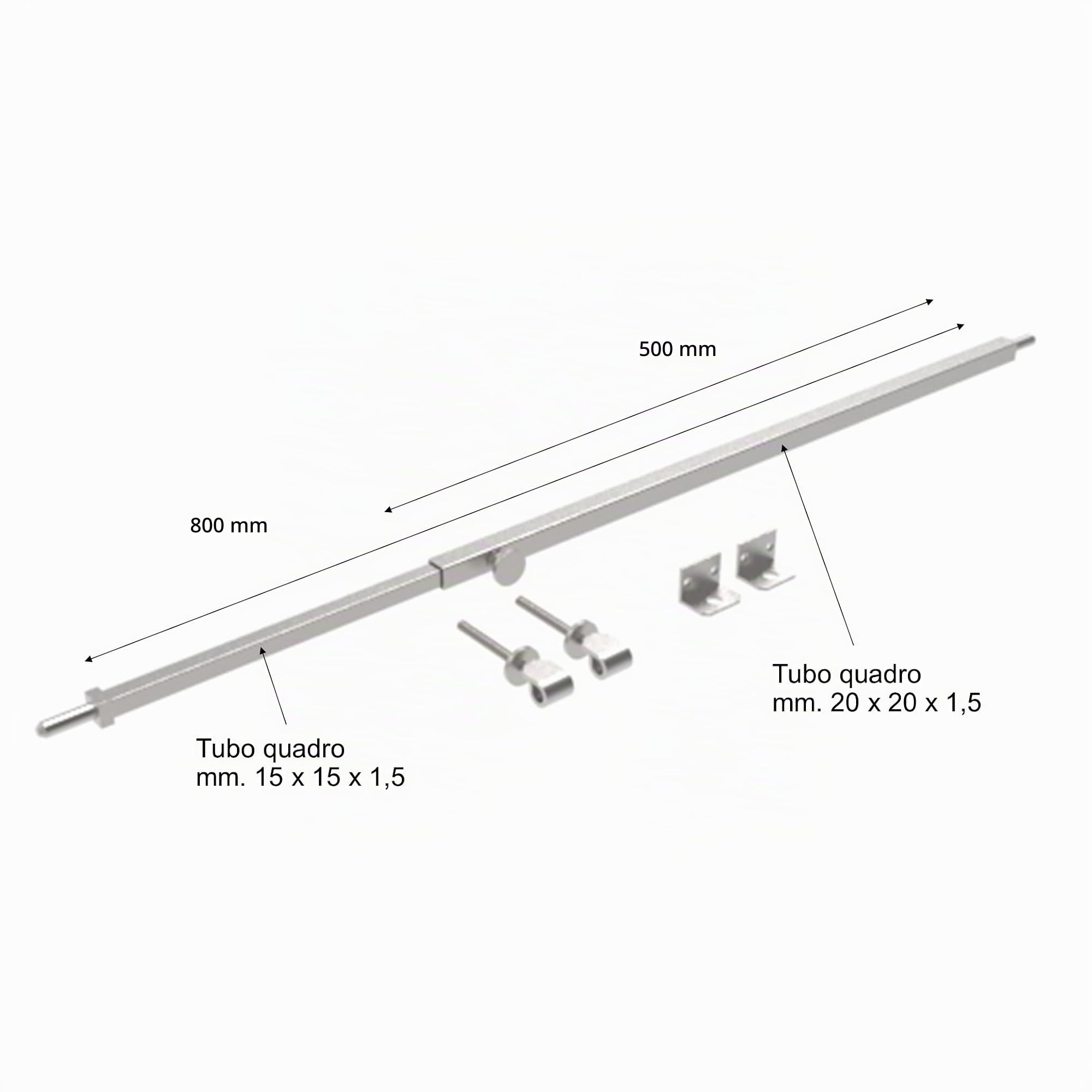 Sbarra antintrusione di sicurezza - acciaio INOX 316L - estensibile da 500 a 800 mm. - antiscasso - antifurto - per porte, portoncini e finestre - resistente - alta qualità - DimAccessori