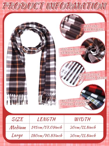 8 Pcs Kids Winter Scarf Buffalo Plaid Kids Scarves Christmas Warm Shawls Scarves Parent Child Scarf for Boys Girls3