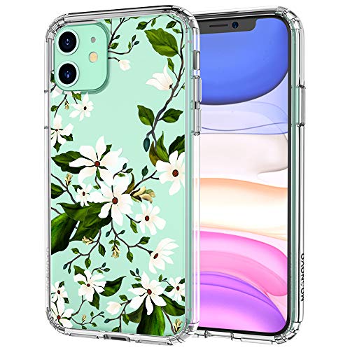 MOSNOVO iPhone 11 Case, Magnolia Floral Flower Pattern Clear Design Transparent Plastic Hard