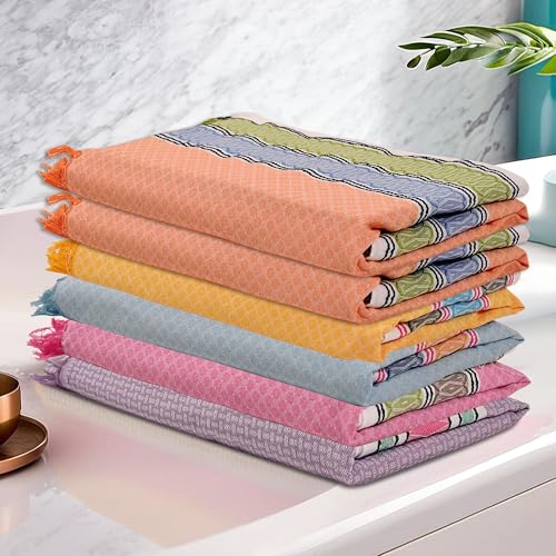 Image of Kuber Industries Pack of 6 Cotton Bath Towel for Women | Unisex Swimming & Bathing Towel | 30x60 Inch | Travel Cotton Towel & Gamcha | Assorted
