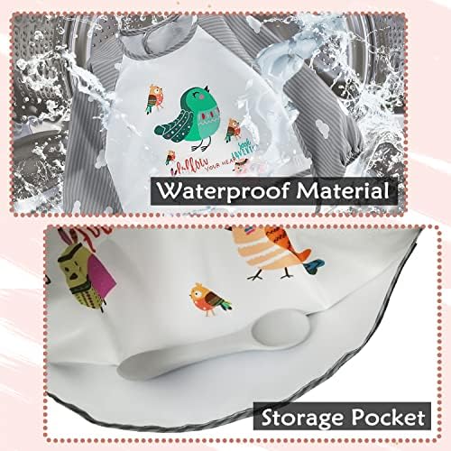 LECTNORE 2Pcs Weaning Bibs with Sleeves, Long Sleeve Waterproof Bibs