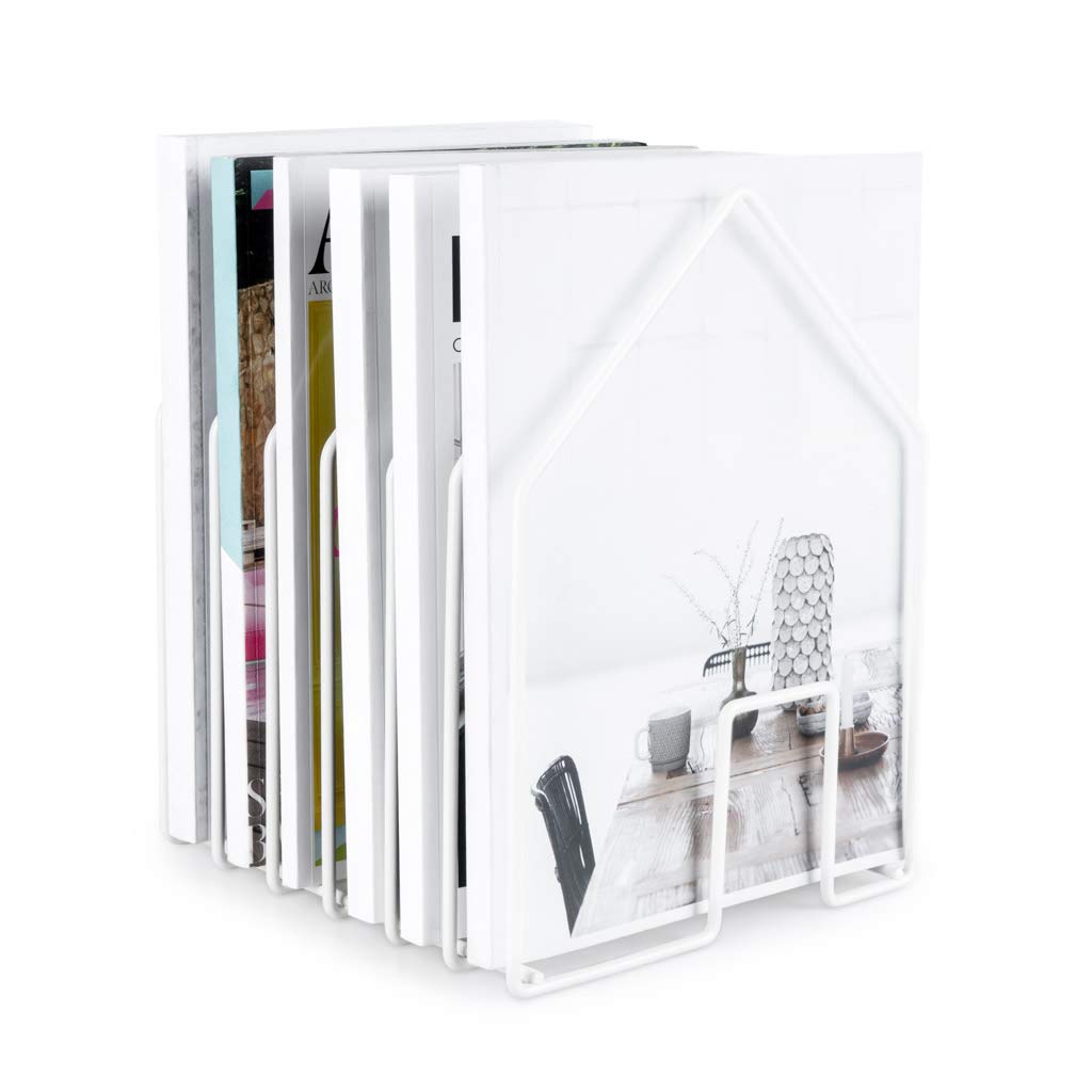 Balvi Revistero Home Color blanco en forma de casa gran capacidad revistas catálogos