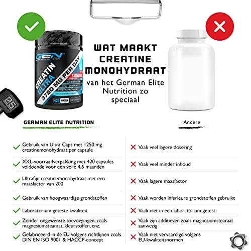 Creatine Ultra Caps - 420 capsules met elk 1250 mg zuiver creatinemonohydraat - Premium: Ultrafijn + Meshfactor van 200… - Image 4