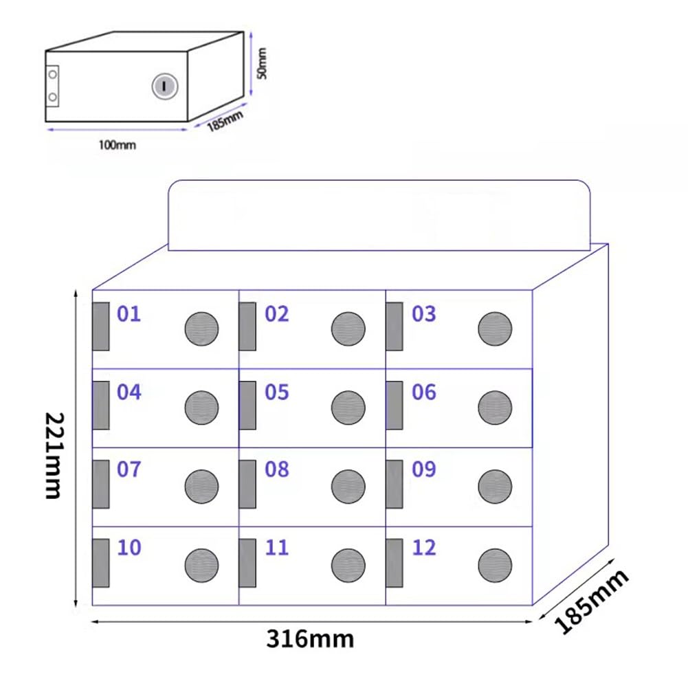 Armoire téléphonique en Acrylique avec Porte verrouillable, Armoire de Rangement Murale à 12 Compartiments, adaptée aux Bureaux, écoles, usines - Solution de Rangement sécurisée (Blanc).