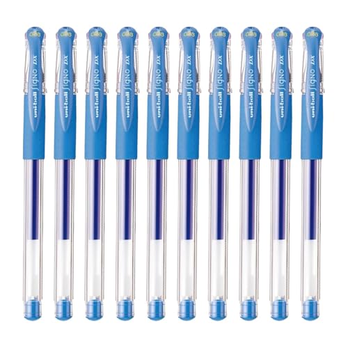 Bolígrafo Uni-Ball Signo Snap Cap Gel 0.38mm Azul Claro x10