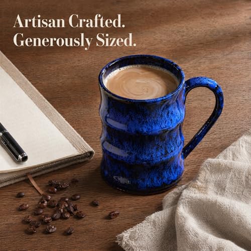 Taza cerámica grande 20oz con diseño bambú azul oscuro miniatura 3