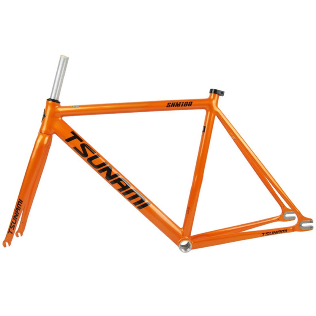 Fixed Gear Fahrradrahmen 700C Aluminiumlegierung Fahrradrahmen 49/52/55/58cm Single Speed Bahnradrahmen C Bremse QR 100/120mm BSA 68mm Mit Gabel(Orange,58cm)