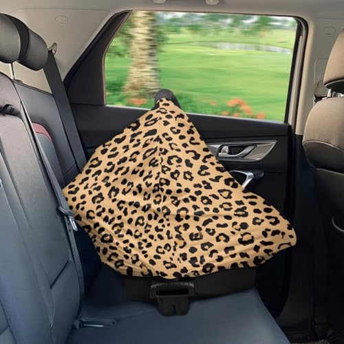 Image of Forchrinse Brown Leopard Print Car Seat Cover for Babies Soft Breathable Breastfeeding Nursing Cover Elastic Infant Carseat Canopy Stroller Cover