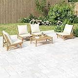 Ensemble de jardin extérieur : profitez d'une tasse de café ou de thé dans votre jardin ou terrasse avec cet ensemble de salon de jardin rustique en bambou.