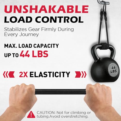 Image of 5-Piece 24 Inch Bungee Cords with Carabiner Hooks, Heavy Duty Rubber Elastic Tie Down Straps, Bungee Cord with Carabiner Clips for Cargo, Truck Bed, Camping, Motorcycle and Outdoor Use (Black)