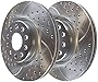 AutoShack PR44281DSZPR Front Drilled Slotted Brake Rotors Silver Pair of 2 Driver and Passenger Side Replacement for Audi Q3 TT A3 Quattro VW Passat Tiguan GTI CC Beetle Eos Golf Alltrack Jetta V6 FWD