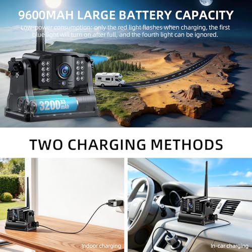 Image of eRapta Dual Magnetic Wireless Backup Cameras - HD1080P 7 inch DVR Monitor, Stable Signal for RV /Trailer /Truck /Tractor /Camper /Hitch /Travel, 1-Min Install-Free, Clear Night Vision Back Up Camera (ACT702)