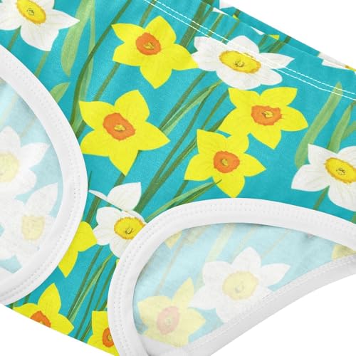 Flower Toddler Underwear Floral 2t Cotton Cute Panties Girl Yellow Daffodil Flowers Green Teal Underpants Briefs4