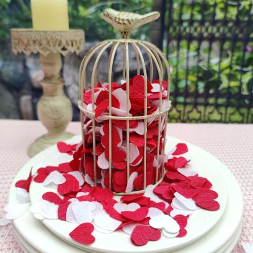 Image of Red White 1 inch Heart Confetti for Table Decor Anniversary Engagement Wedding Party Bridal Shower Valentines 1000 Count