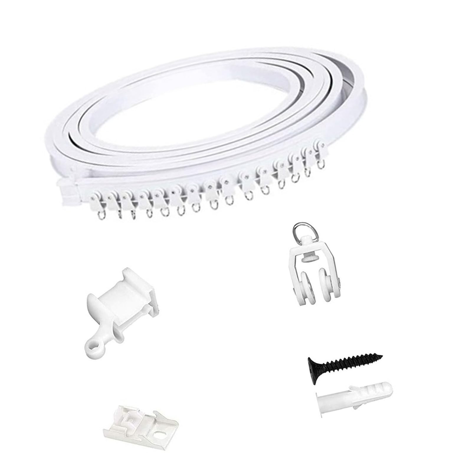 Elnwnnkc Seamlessly Window Drapery Track 3Meter White Bendable Ceiling Fixtures Curtain Rails Kits for Smooth Curtain Movement Installation Accessories