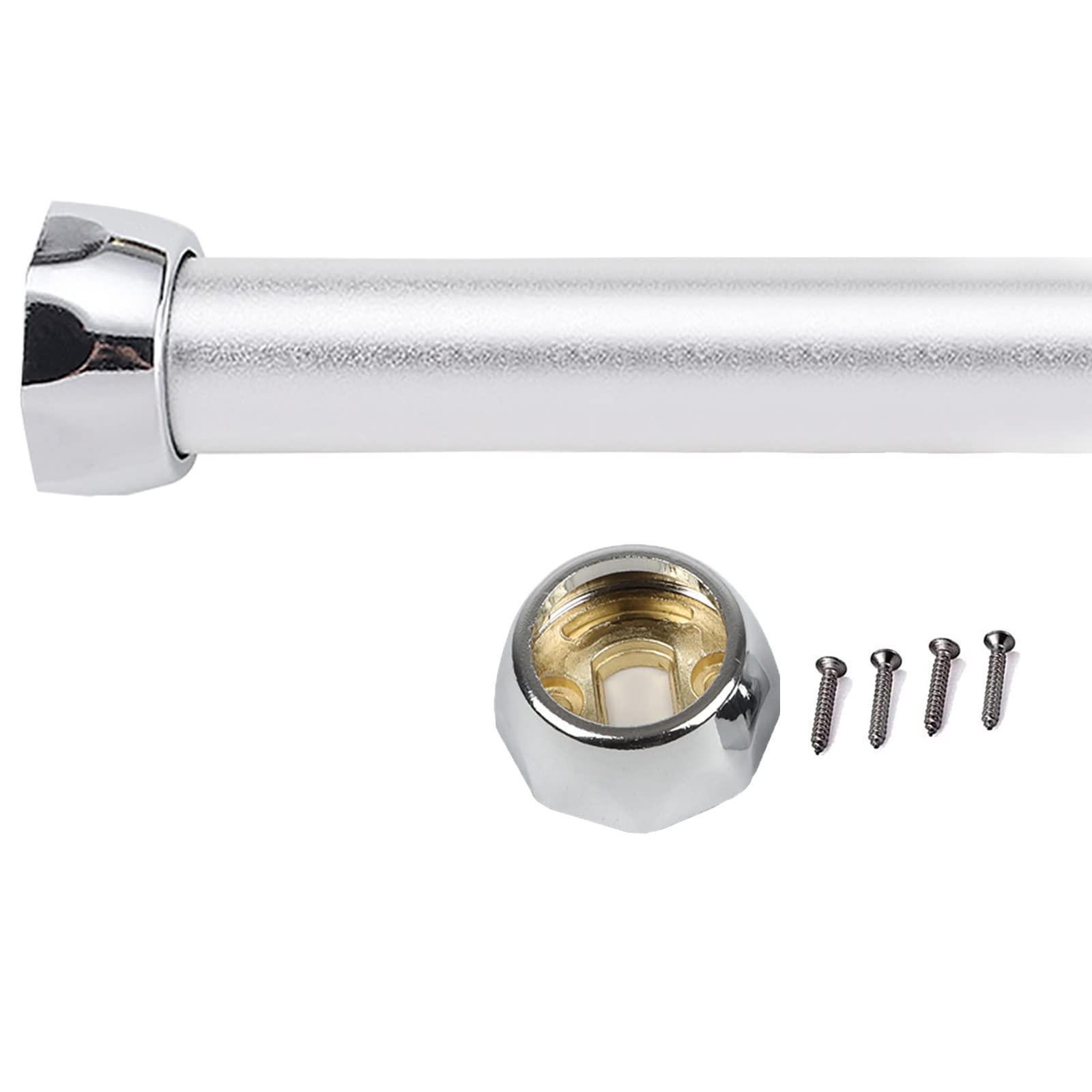 Cabinet/Bathroom/Bedroom Garment Bar Wall Mount,Round Metal Closet Rods for Hanging Clothes, Removable Curtain Rods, with End Sockets & Screws(Silver,45in(114.3cm))