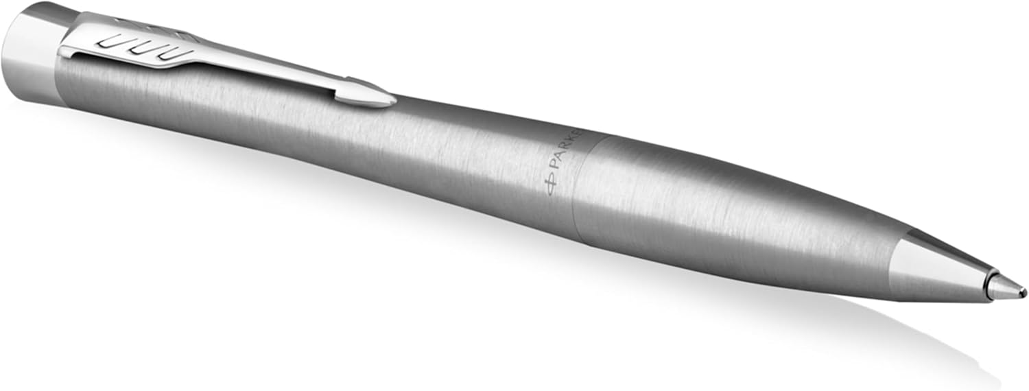 Parker Urban Twist Ballpoint Pen | Metro Metallic with Chrome Trim | Medium Point Blue Ink Refill | Gift Box