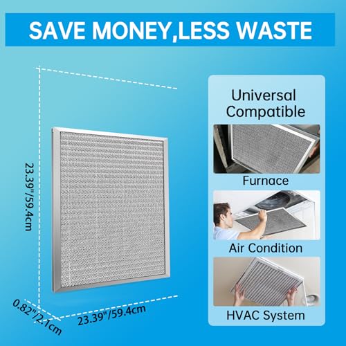 Image of UBeesize 24x24x1 Reusable Electrostatic Air Filter HVAC AC Furnace Filter,MERV 8,Washable,Lasts a Lifetime,Permanent Air Filter,Breathe Fresher,Home And Office(Actual Size:23.39x23.39x0.82Inch)